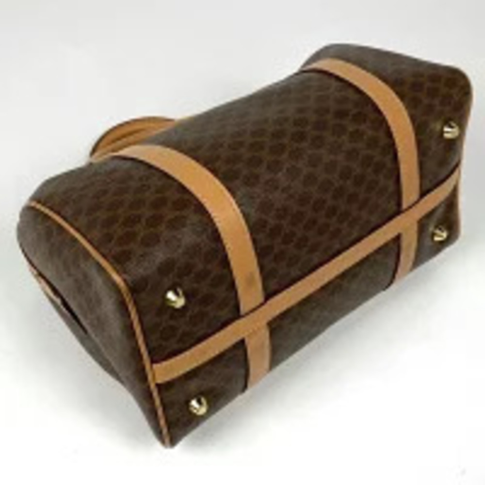 Celine Brown Boston Macadam Bag Canvas 2way Shoulder Brown